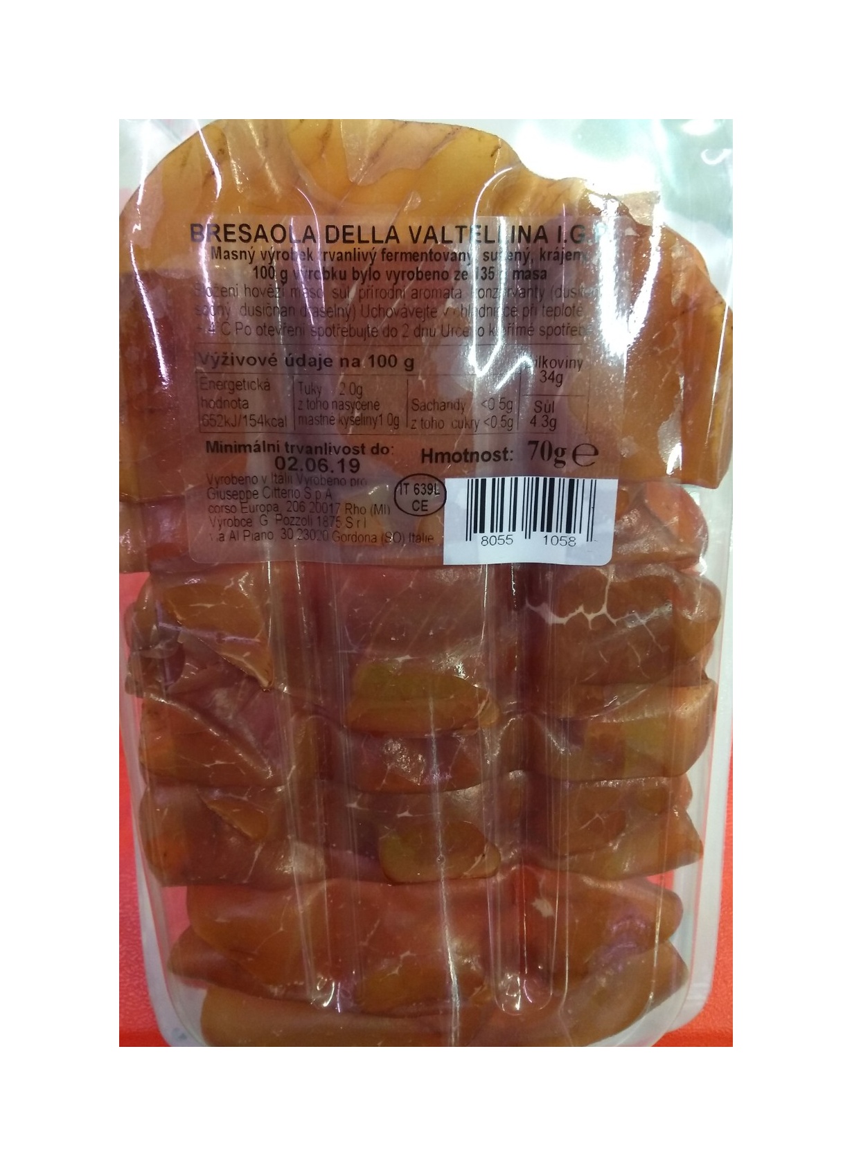 Bresaola plátky nestandartní 500g