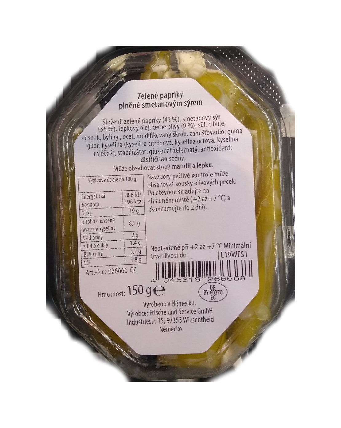Zelené papriky plněné sýrem 150g