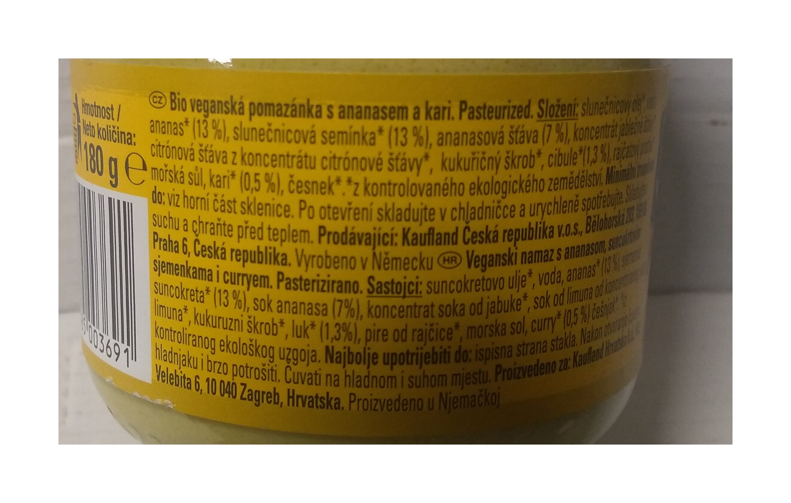 Pomazánka s ananasem a kari veganská  180g