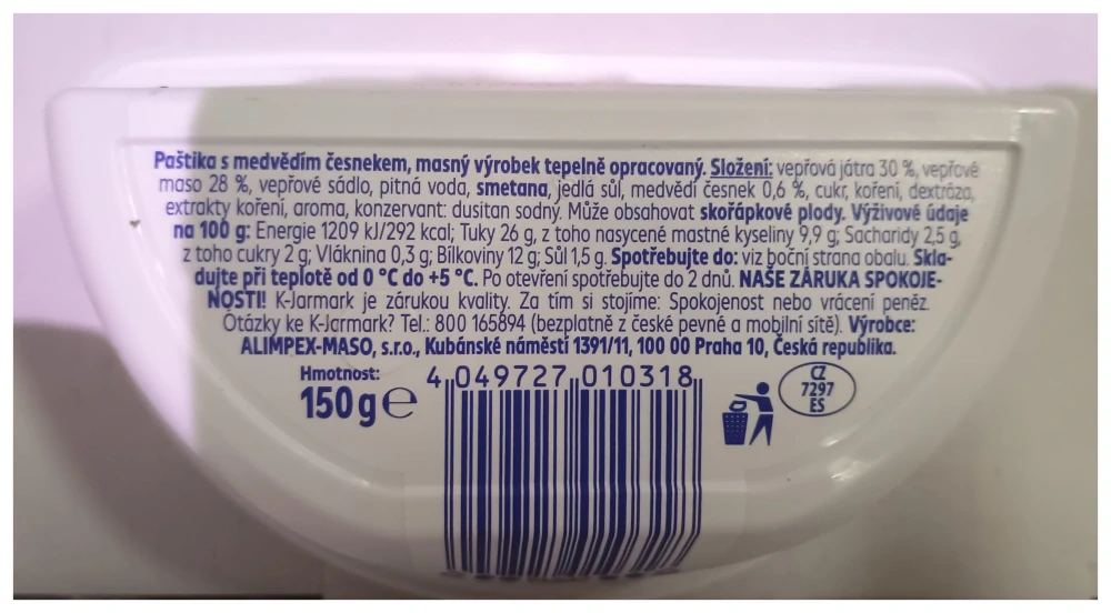 Paštika s medvědím česnekem Jarmark 150g