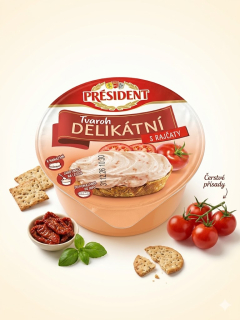 Tvaroh delikátní s rajčaty President 125 g