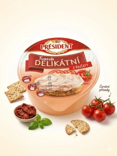 Tvaroh delikátní s rajčaty President 125 g